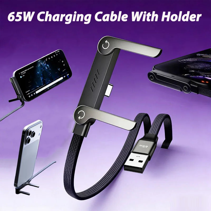 2-in-1 Fast Charging cable & Foldeable Phone Holder