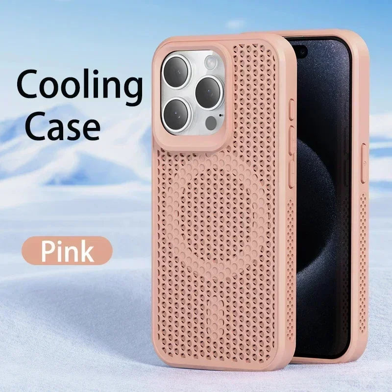 Cooling Heat Dissipation Phone Case For iPhone 17 16 15 14 13 12 11 Pro Max Plus Breathable Hard Back Magnetic