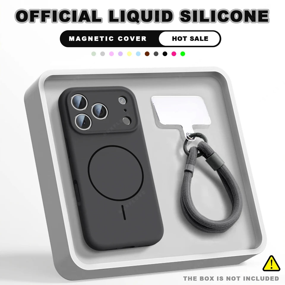 Luxury Magnetic Silicone Case with Strap-Shockproof & Stylish iPhone Cover
