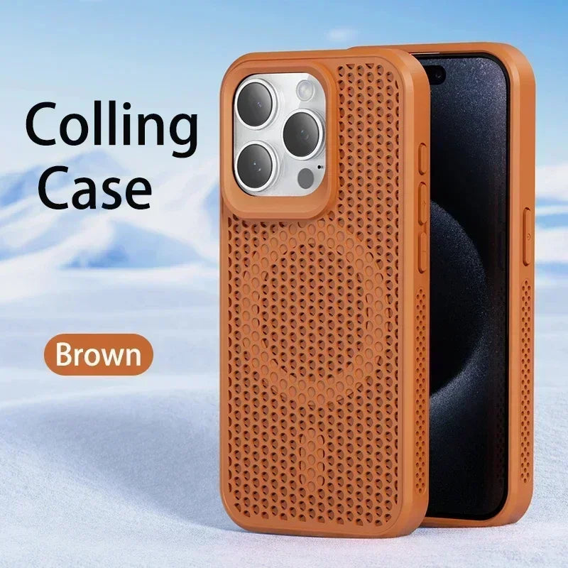 Cooling Heat Dissipation Phone Case For iPhone 17 16 15 14 13 12 11 Pro Max Plus Breathable Hard Back Magnetic