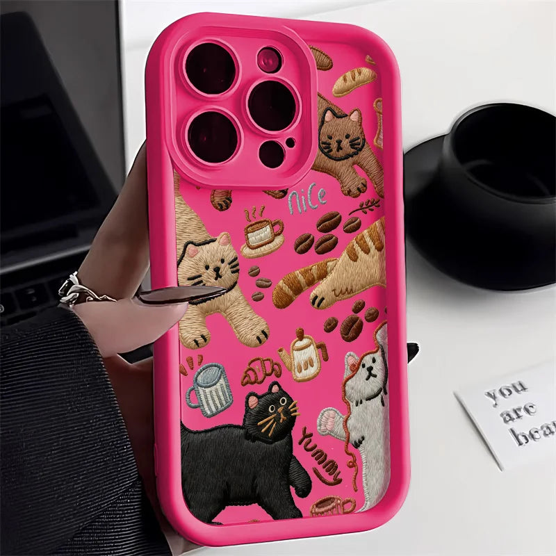 Cute Flower Phone Case For iPhone 13 Case iPhone 15 16 11 14 12 17 Pro Max 8 7 Plus XR SE Soft Matte Shockproof Silicone Cover