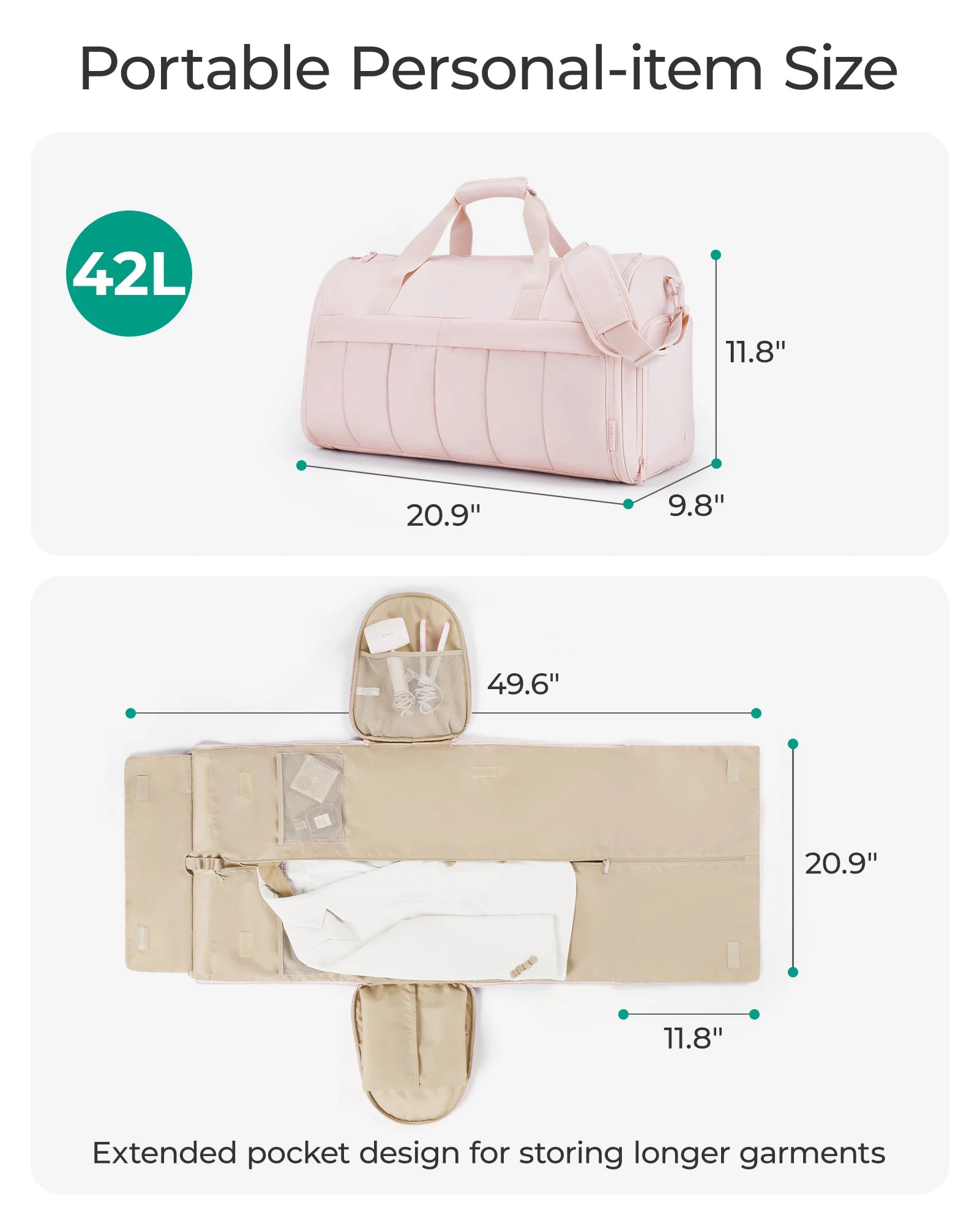 2 in 1  Travel Garment  Bag -Wrinkle - free Carry - On with Shoe Comparttrament