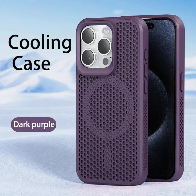 Cooling Heat Dissipation Phone Case For iPhone 17 16 15 14 13 12 11 Pro Max Plus Breathable Hard Back Magnetic