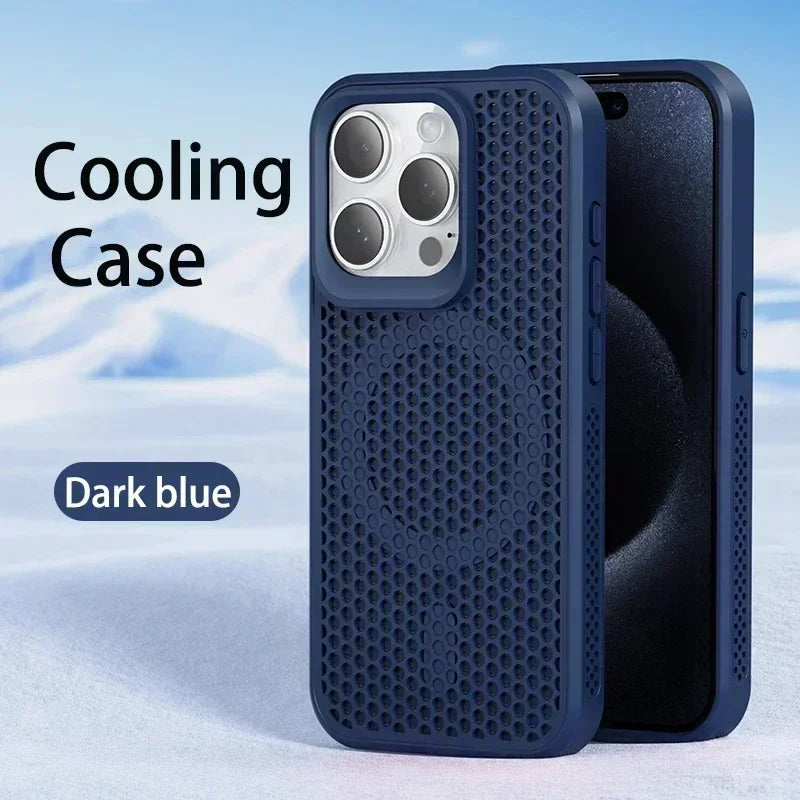 Cooling Heat Dissipation Phone Case For iPhone 17 16 15 14 13 12 11 Pro Max Plus Breathable Hard Back Magnetic