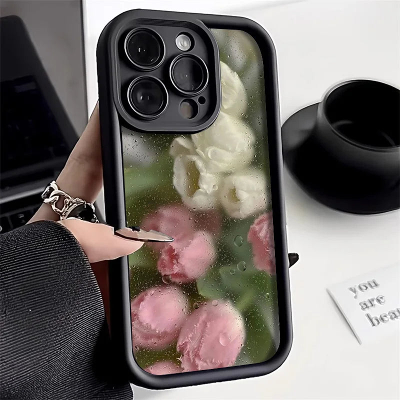 Cute Flower Phone Case For iPhone 13 Case iPhone 15 16 11 14 12 17 Pro Max 8 7 Plus XR SE Soft Matte Shockproof Silicone Cover