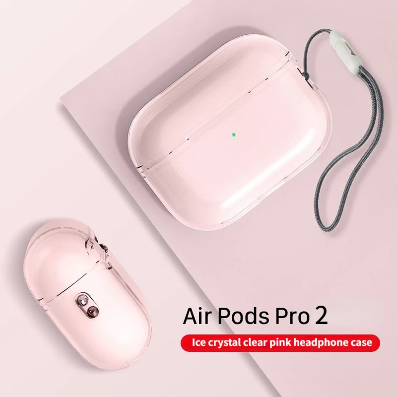 Crystal Clear AirPods Pro 2 Protective Case with Lanyard | Shockproof TPU Cover