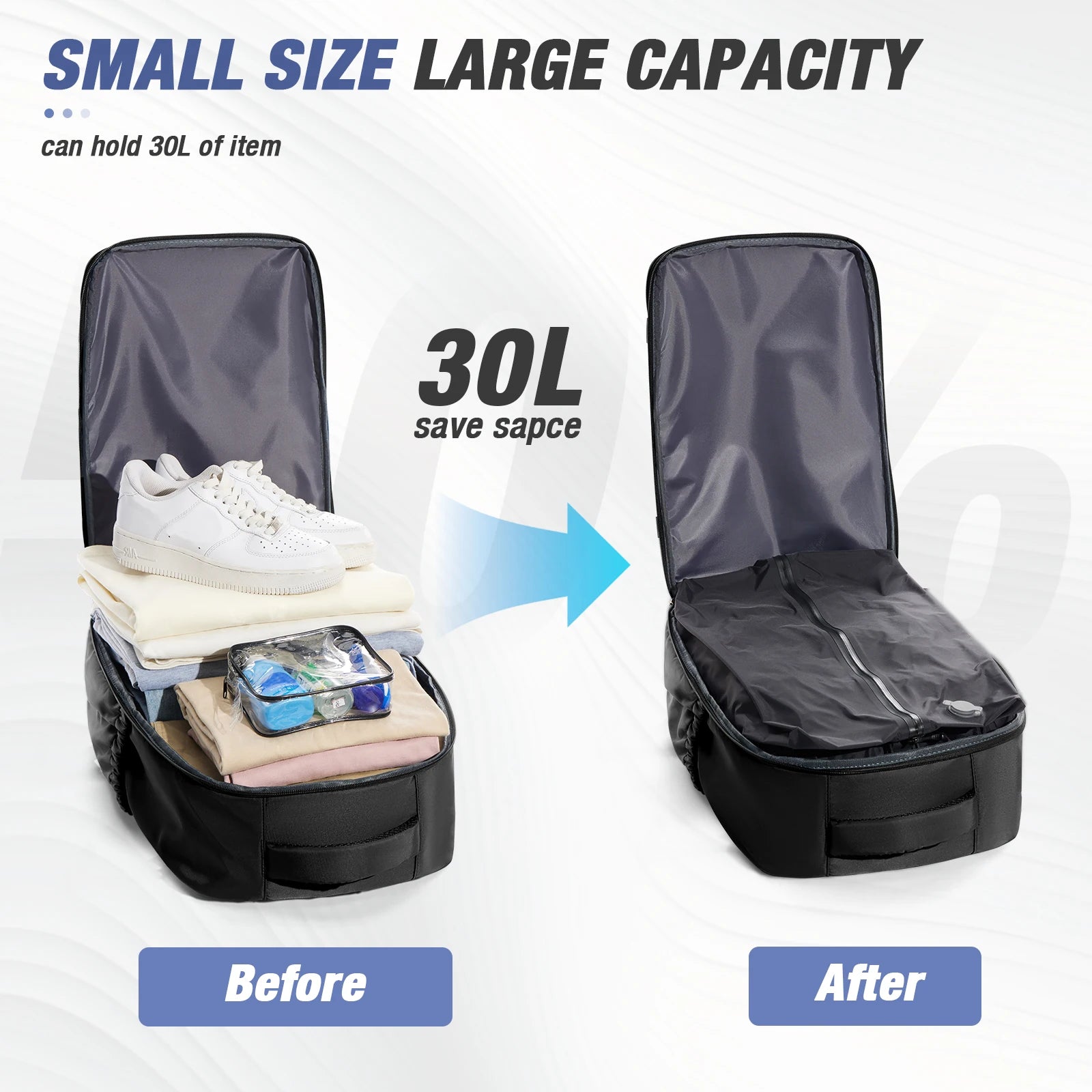 Vacuum Compression Backpack, Ryanair 40x30x20 Cabin Bag
