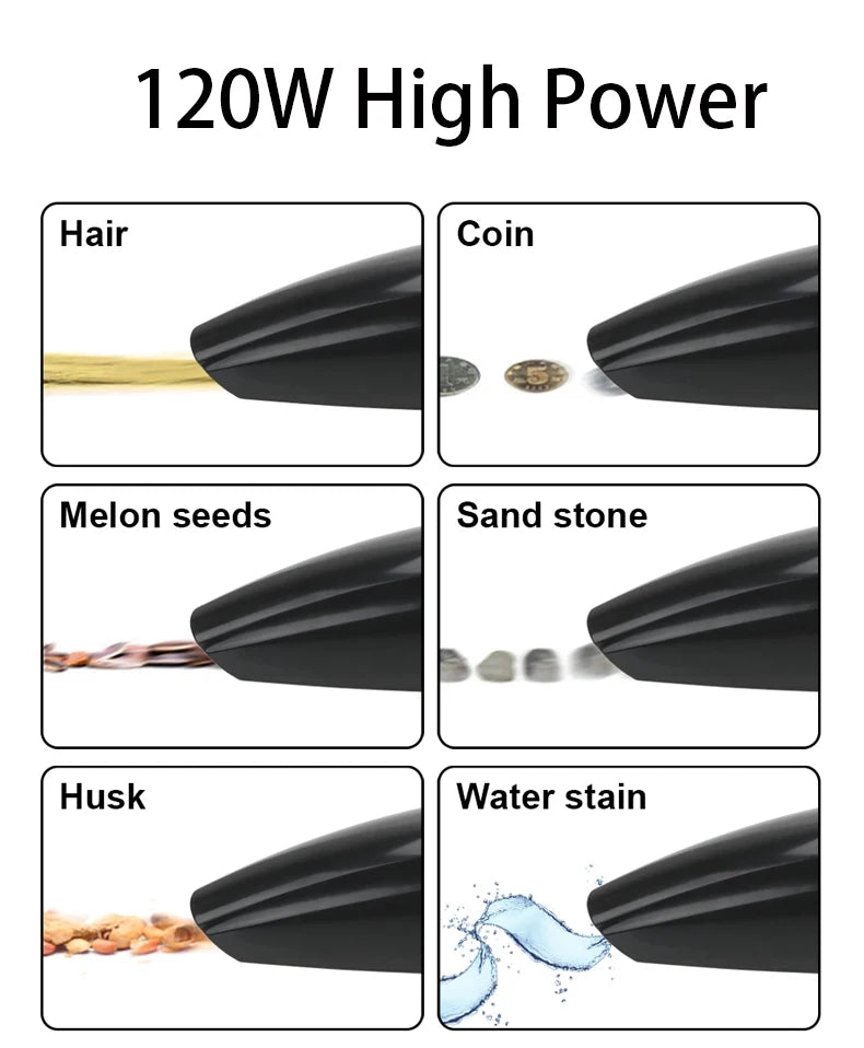 Portable Car Vacuum Cleaner 120W High Power – Wet & Dry Handheld Vacuum | Deep Cleaning Anywhere