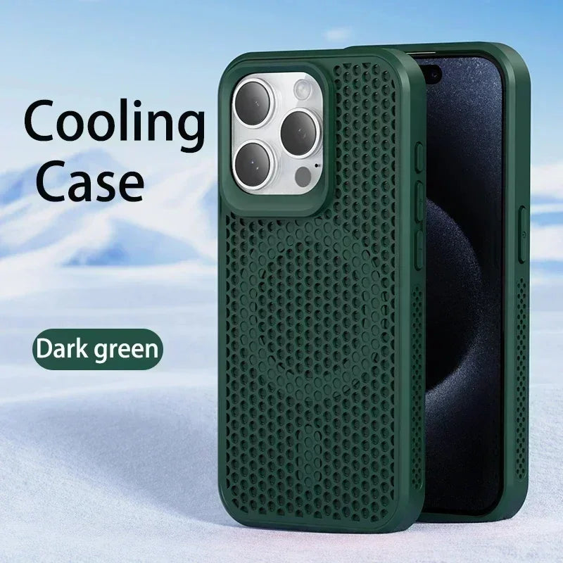 Cooling Heat Dissipation Phone Case For iPhone 17 16 15 14 13 12 11 Pro Max Plus Breathable Hard Back Magnetic