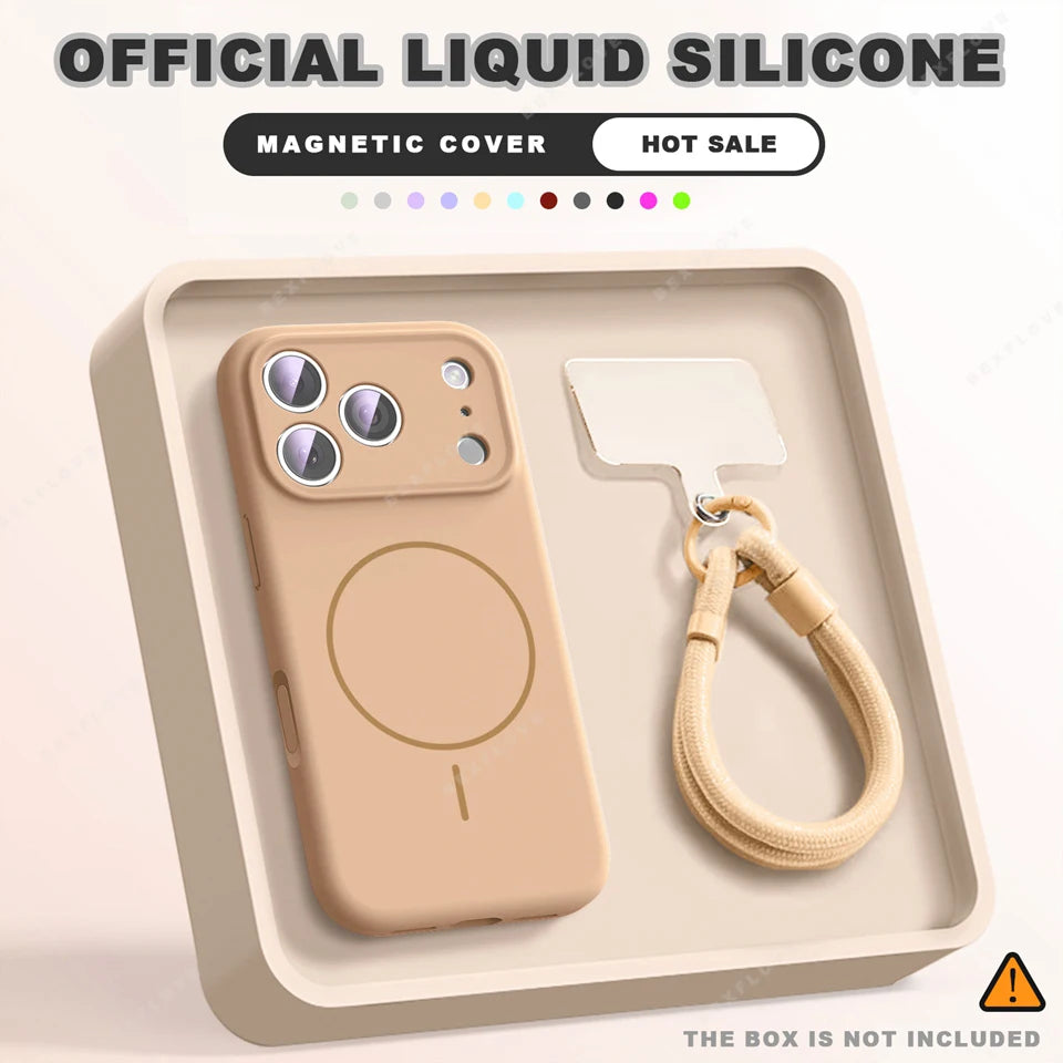 Luxury Magnetic Silicone Case with Strap-Shockproof & Stylish iPhone Cover