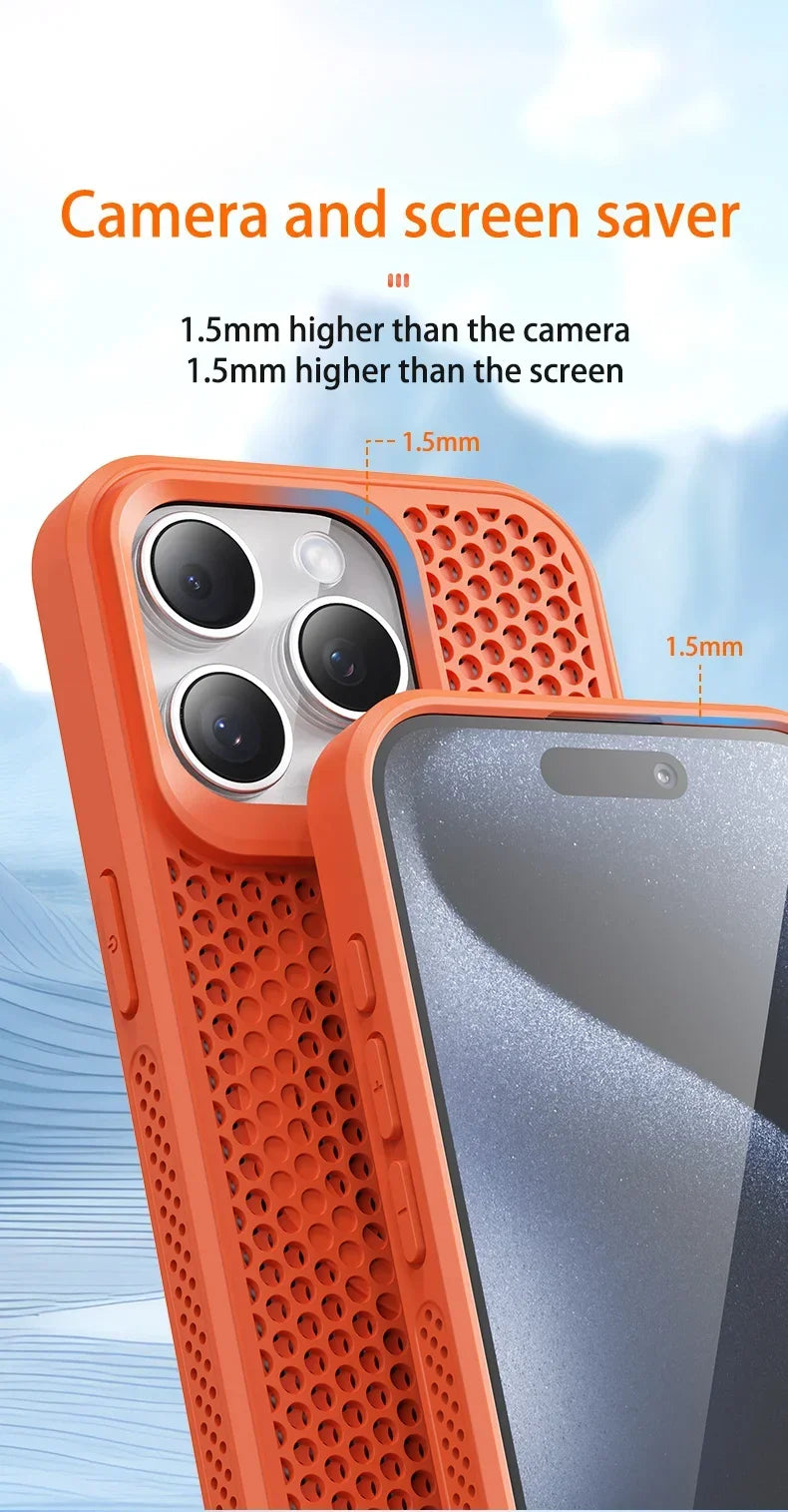 Cooling Heat Dissipation Phone Case For iPhone 17 16 15 14 13 12 11 Pro Max Plus Breathable Hard Back Magnetic