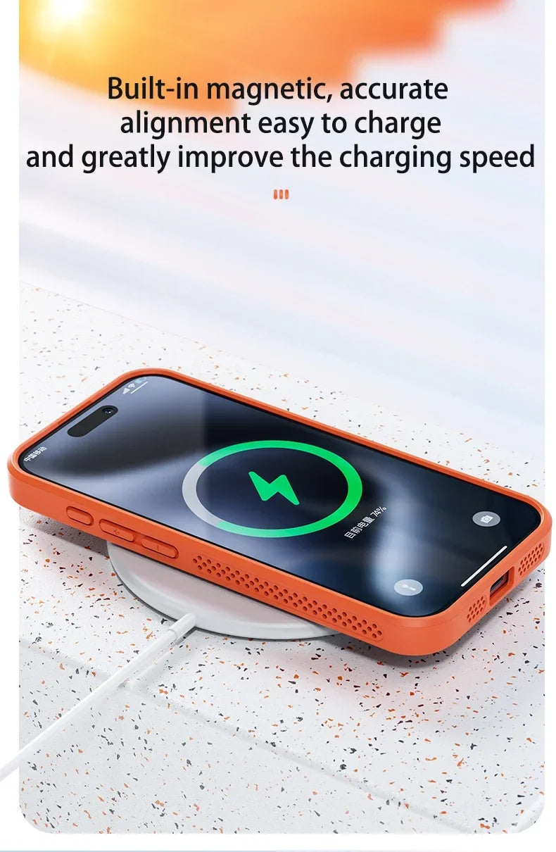 Cooling Heat Dissipation Phone Case For iPhone 17 16 15 14 13 12 11 Pro Max Plus Breathable Hard Back Magnetic