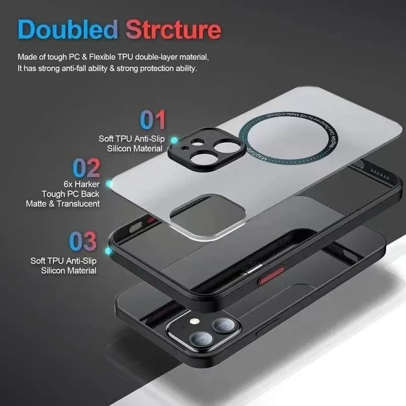 Armor Magnetic Magsafe Wireless Charge Case On for iPhone 16 15 14 13 11 12 Pro Max 13 Mini 14 Plus Cover Funda