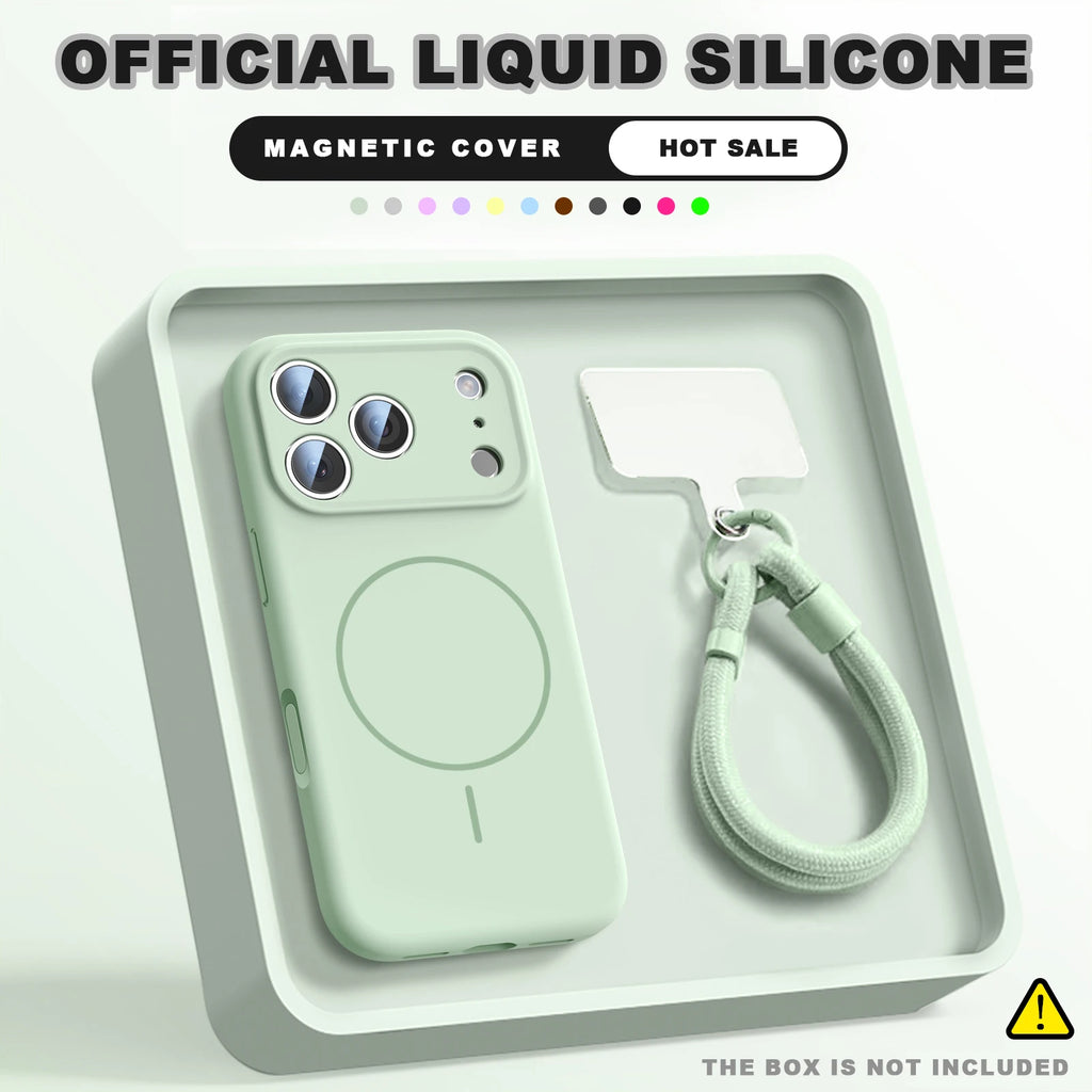 Luxury Magnetic Silicone Case with Strap-Shockproof & Stylish iPhone Cover