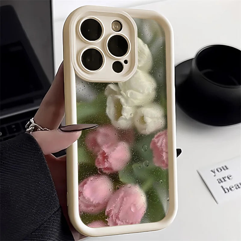 Cute Flower Phone Case For iPhone 13 Case iPhone 15 16 11 14 12 17 Pro Max 8 7 Plus XR SE Soft Matte Shockproof Silicone Cover