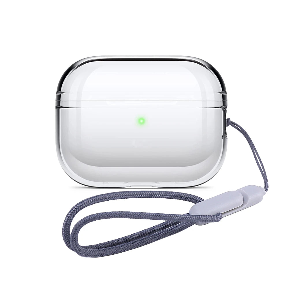 Crystal Clear AirPods Pro 2 Protective Case with Lanyard | Shockproof TPU Cover