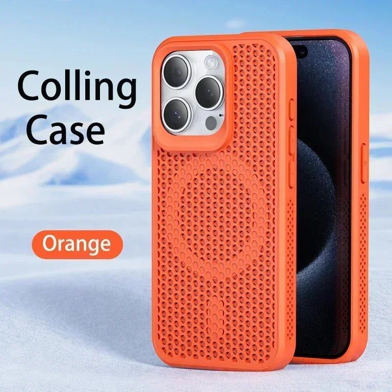 Cooling Heat Dissipation Phone Case For iPhone 17 16 15 14 13 12 11 Pro Max Plus Breathable Hard Back Magnetic