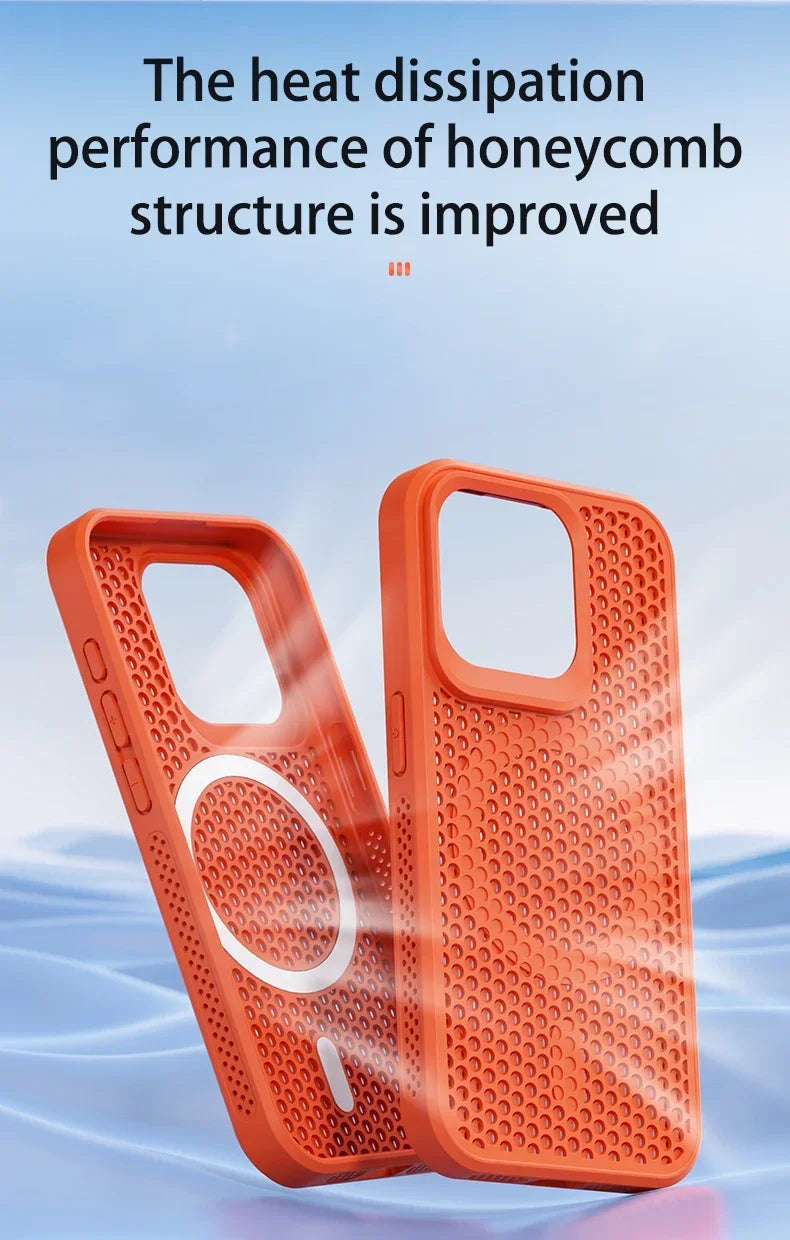 Cooling Heat Dissipation Phone Case For iPhone 17 16 15 14 13 12 11 Pro Max Plus Breathable Hard Back Magnetic
