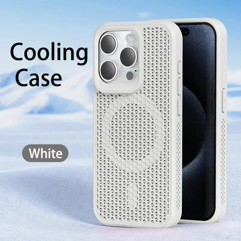 Cooling Heat Dissipation Phone Case For iPhone 17 16 15 14 13 12 11 Pro Max Plus Breathable Hard Back Magnetic