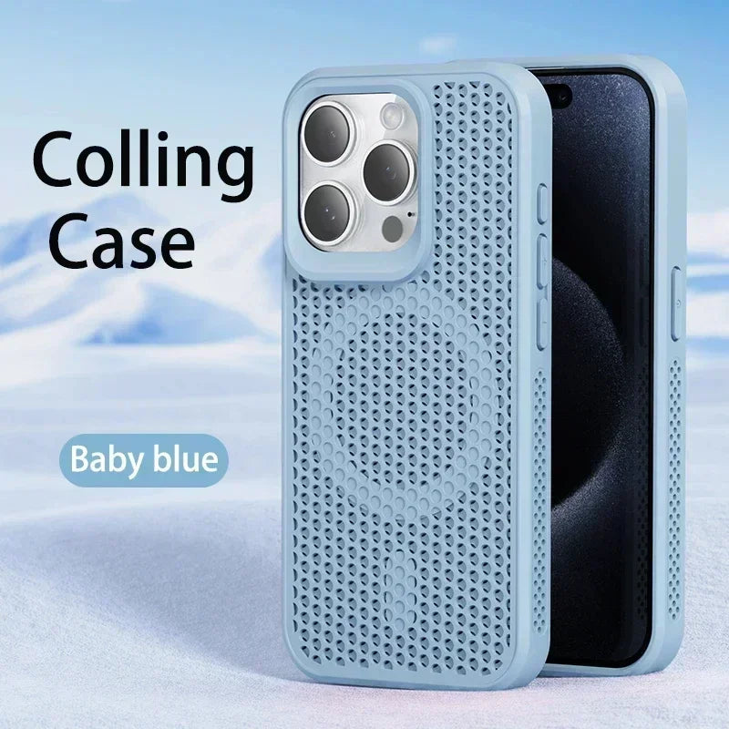 Cooling Heat Dissipation Phone Case For iPhone 17 16 15 14 13 12 11 Pro Max Plus Breathable Hard Back Magnetic