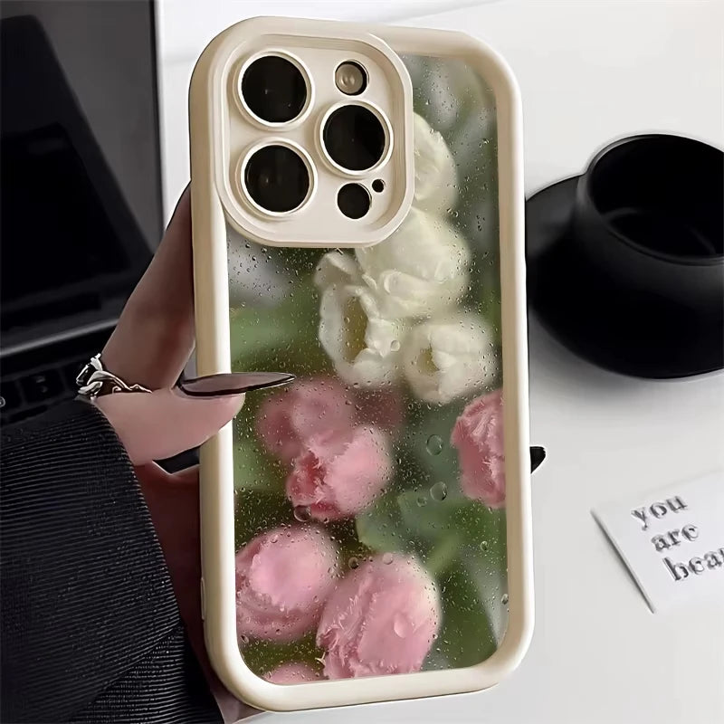 Cute Flower Phone Case For iPhone 13 Case iPhone 15 16 11 14 12 17 Pro Max 8 7 Plus XR SE Soft Matte Shockproof Silicone Cover