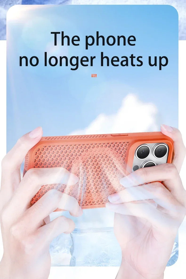 Cooling Heat Dissipation Phone Case For iPhone 17 16 15 14 13 12 11 Pro Max Plus Breathable Hard Back Magnetic