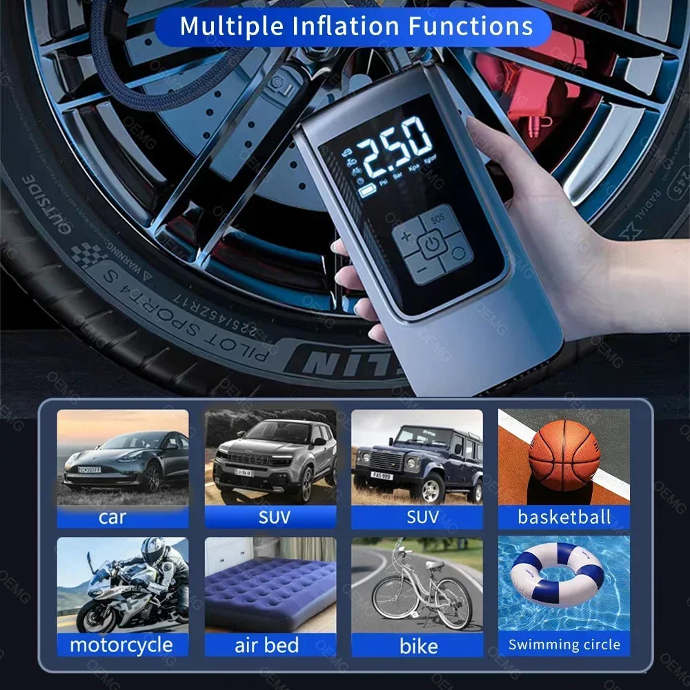 Wireless Car Air Pump Portable Air Compressor Electric Fast Wired Air Pump Accurate Pressure For Car Motorcycles Bicycle Ball