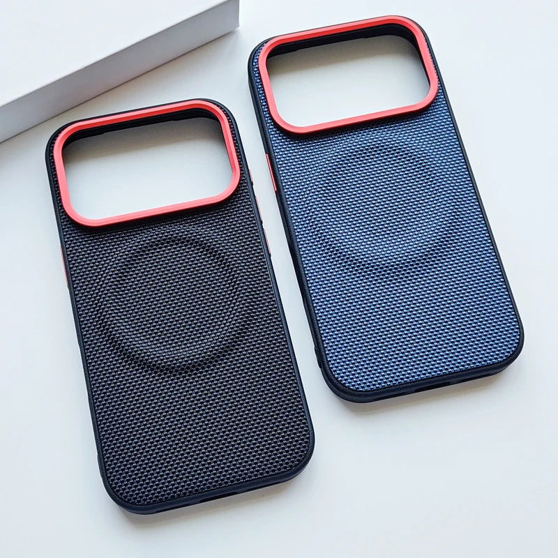 For iPhone 17 Pro Max 17 Air Case Luxury Magnetic Soft TPU+Nylon Woven Leather Back Anti-Fingerprint Cover for iPhone17