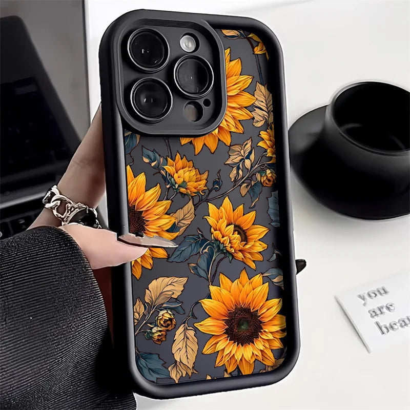 Cute Flower Phone Case For iPhone 13 Case iPhone 15 16 11 14 12 17 Pro Max 8 7 Plus XR SE Soft Matte Shockproof Silicone Cover