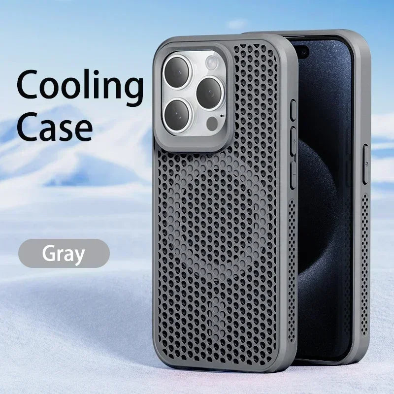 Cooling Heat Dissipation Phone Case For iPhone 17 16 15 14 13 12 11 Pro Max Plus Breathable Hard Back Magnetic