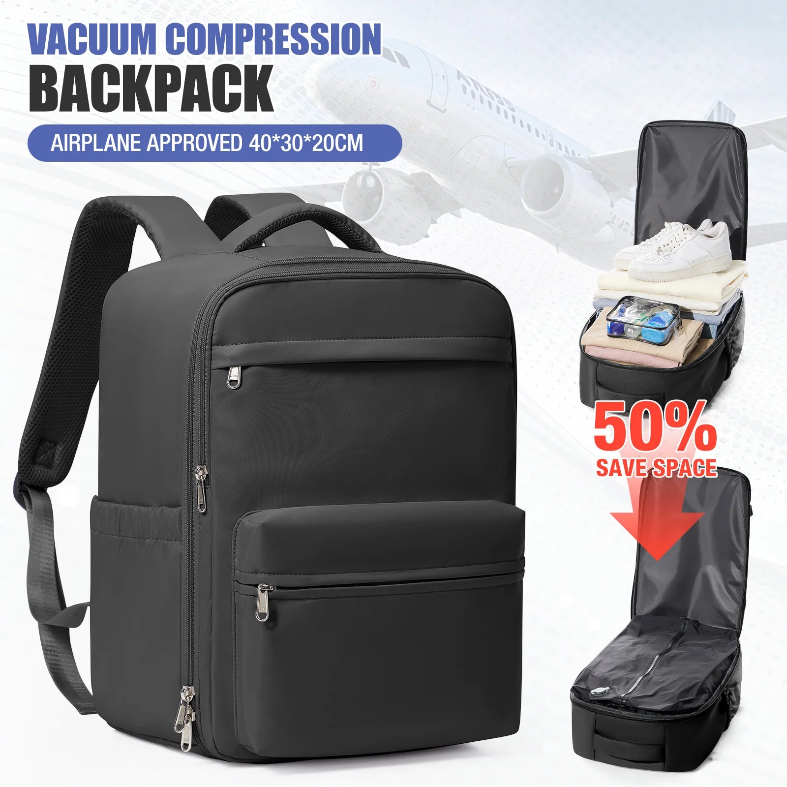 Vacuum Compression Backpack, Ryanair 40x30x20 Cabin Bag