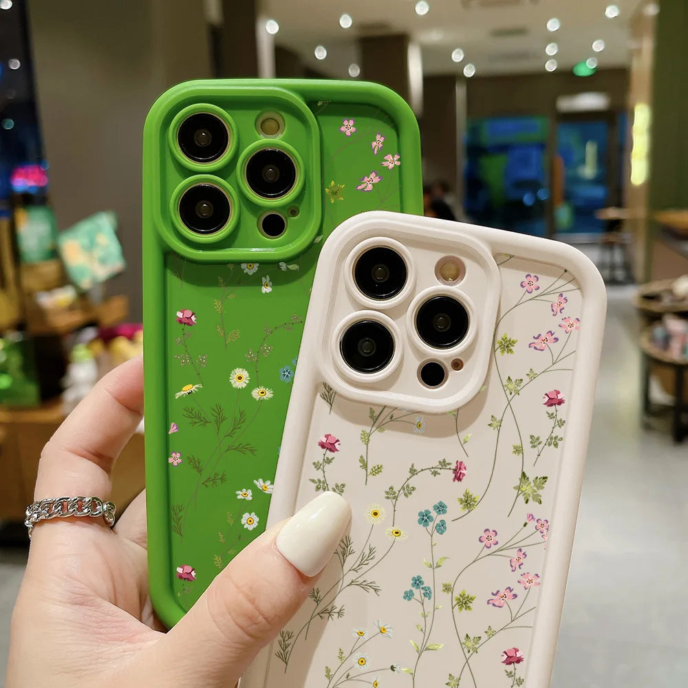 Cute Flower Phone Case For iPhone 13 Case iPhone 15 16 11 14 12 17 Pro Max 8 7 Plus XR SE Soft Matte Shockproof Silicone Cover
