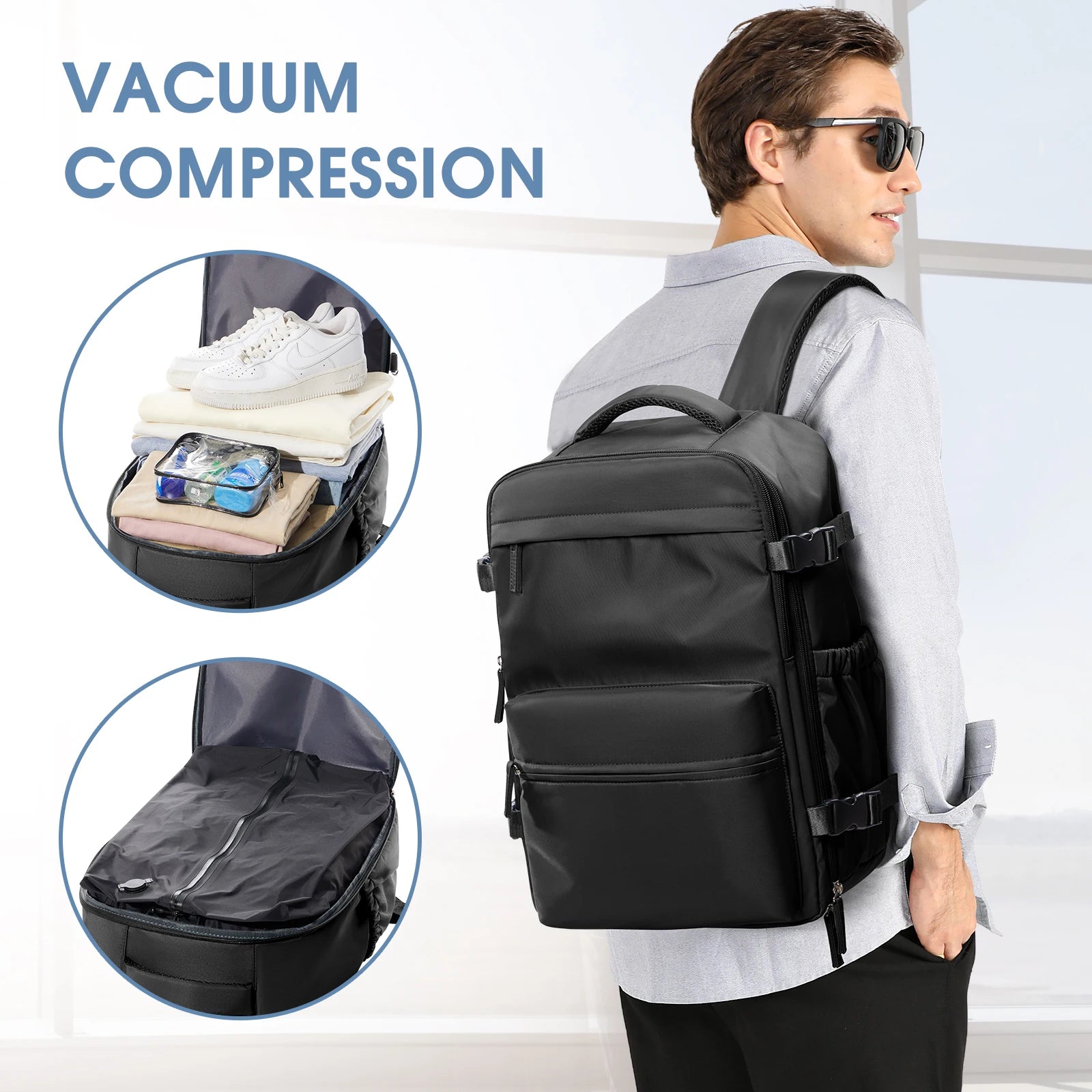 Vacuum Backpack Travel Bag for Men Large Capacity Backpack Business Laptop
