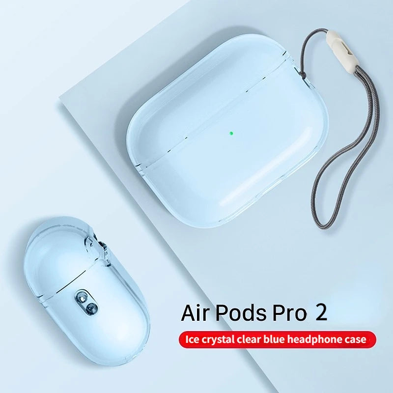 Crystal Clear AirPods Pro 2 Protective Case with Lanyard | Shockproof TPU Cover
