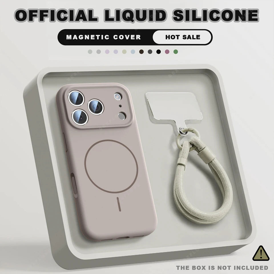 Luxury Magnetic Silicone Case with Strap-Shockproof & Stylish iPhone Cover