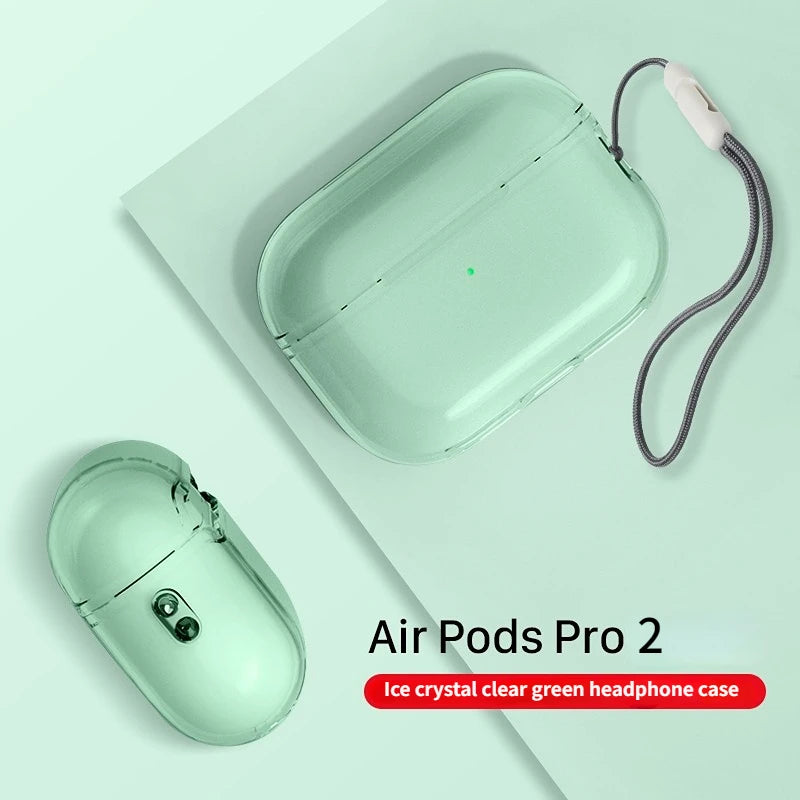 Crystal Clear AirPods Pro 2 Protective Case with Lanyard | Shockproof TPU Cover