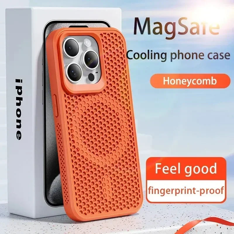 Cooling Heat Dissipation Phone Case For iPhone 17 16 15 14 13 12 11 Pro Max Plus Breathable Hard Back Magnetic
