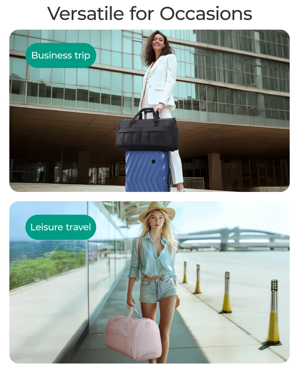 2 in 1  Travel Garment  Bag -Wrinkle - free Carry - On with Shoe Comparttrament