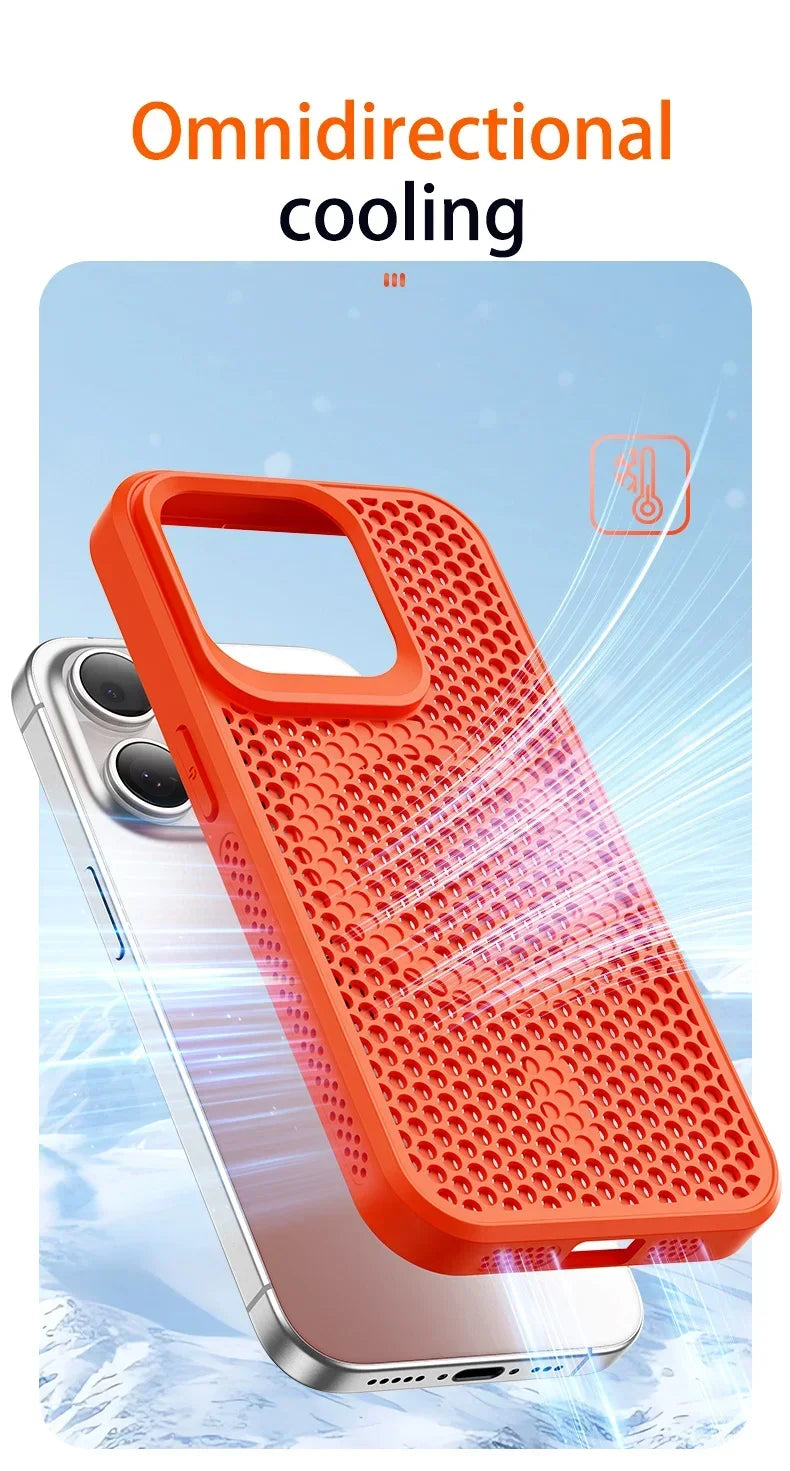 Cooling Heat Dissipation Phone Case For iPhone 17 16 15 14 13 12 11 Pro Max Plus Breathable Hard Back Magnetic