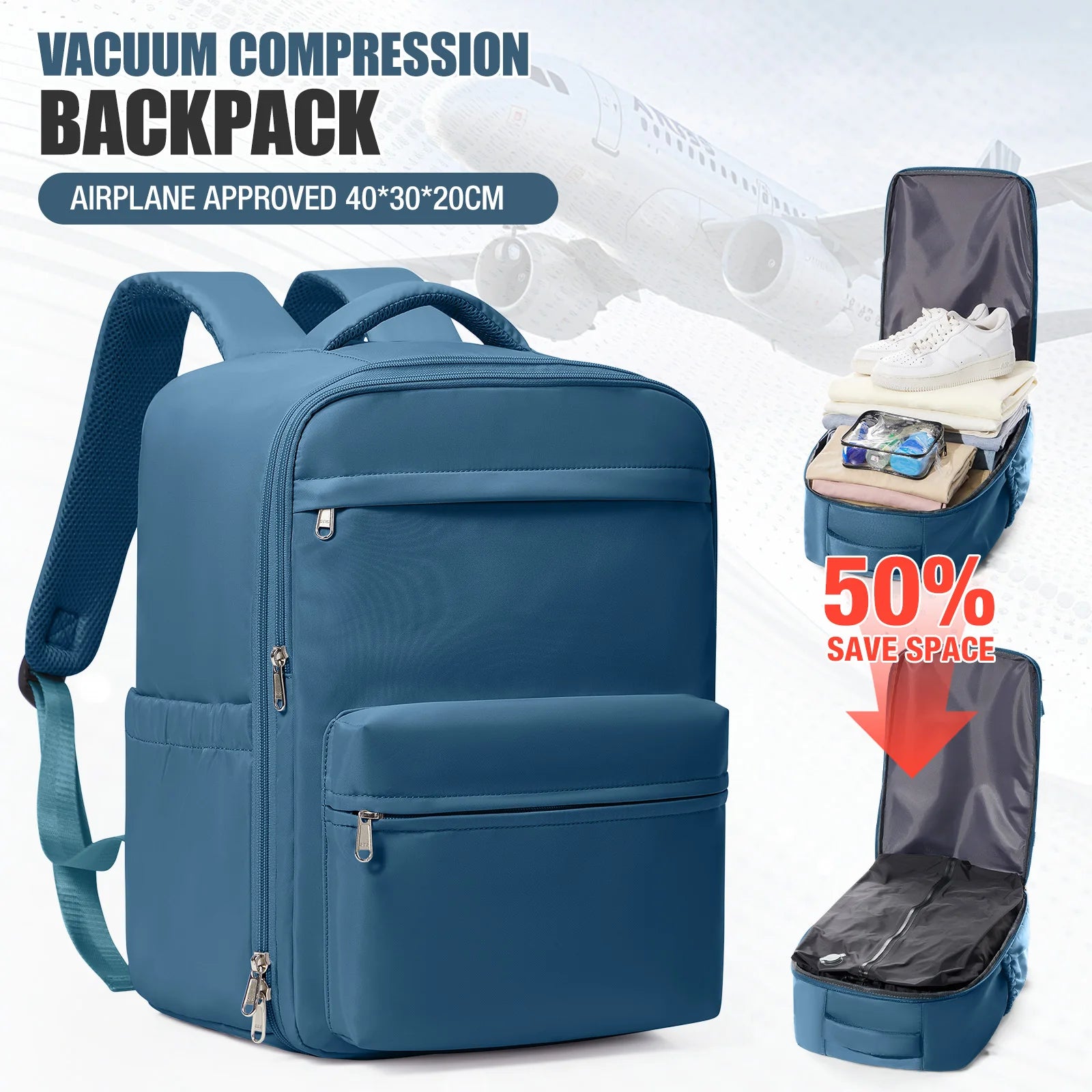 Vacuum Compression Backpack, Ryanair 40x30x20 Cabin Bag
