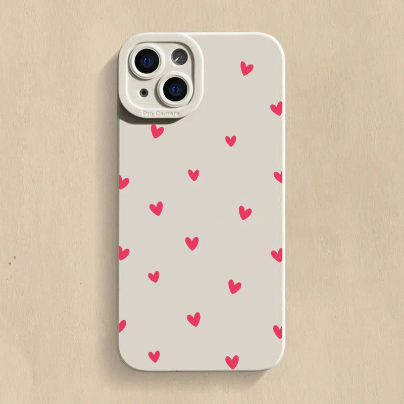 Black Love Heart Phone Case For iPhone 17 16 14 15 13 12 11 Pro Max X XR XS 7 8 15 16 Plus SE