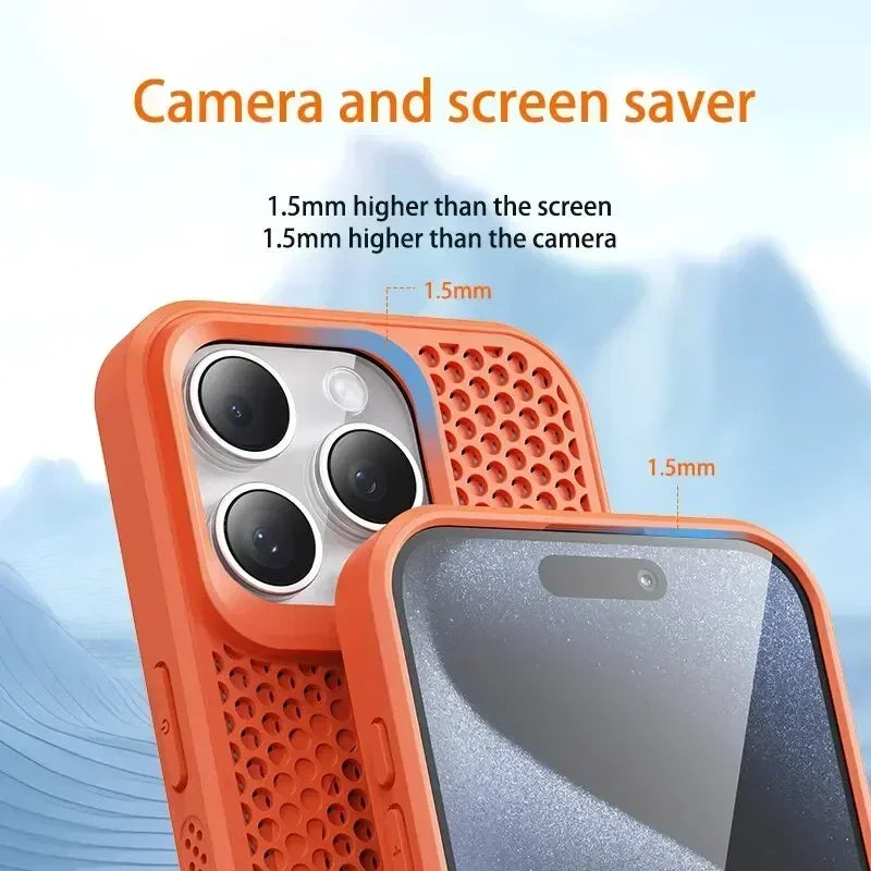Cooling Heat Dissipation Phone Case For iPhone 17 16 15 14 13 12 11 Pro Max Plus Breathable Hard Back Magnetic